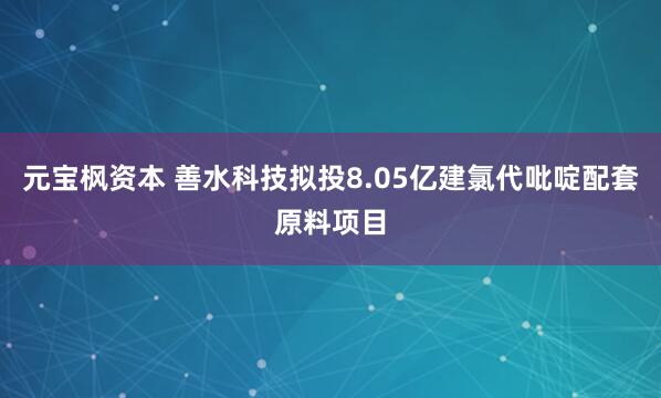 元宝枫资本 善水科技拟投8.05亿建氯代吡啶配套原料项目