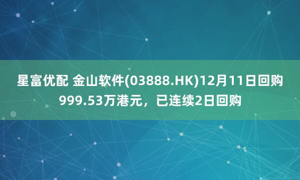 星富优配 金山软件(03888.HK)12月11日回购999.53万港元，已连续2日回购